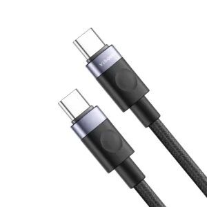 60W Fast Charging USB-C to USB-C Thumb Data Cable (1M) Black Nylon Braided