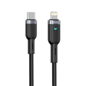 27W Fast Charging Type-C to Lightning Braided Data Cable (1M) with Aluminium Alloy Connectors, Durable High-Speed Charging Cable (Black)