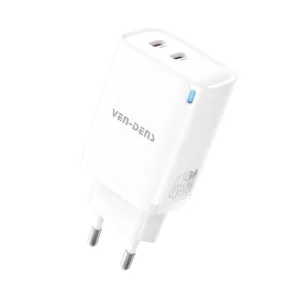 45W Fast Charging EU Travel Charger with Dual Type-C Ports (White/Black)