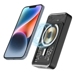 15W High Capacity Black 10000mAh Wireless Magnetic Power Bank