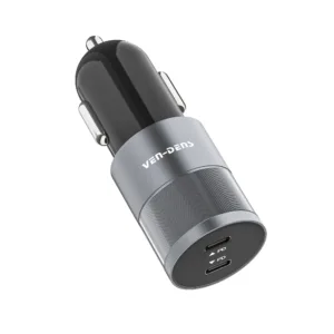 PD 40W Dual Ports USB-A & Type-C Fast Charging Car Charger Gray
