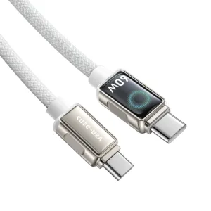 60W Fast Charging premium 1M white Type-C to Type-C zinc alloy braided data cable
