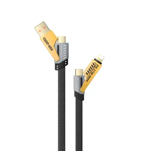 65W Fast Charging 4 in 1 65w USB Lighnting Type-C 1.2 Meter Data Cable Nylon Cable for apple and mobile phone